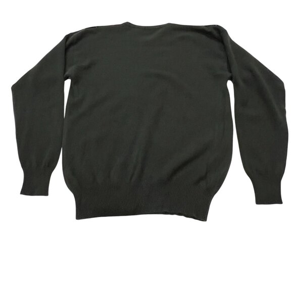 Embassy Row Argyle Cashmere Wool Crew Sweater, Green Navy Maroon, M - Picture 2 of 6